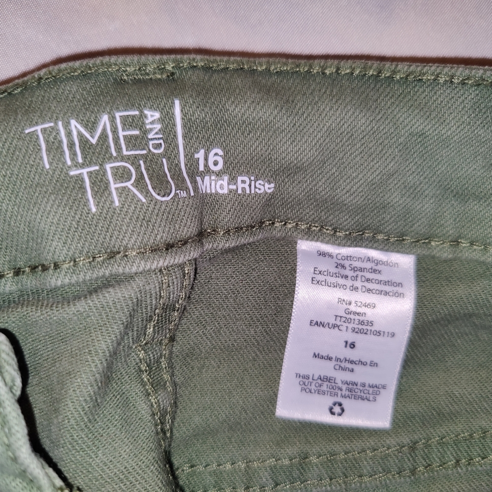 Time and Tru Sage Green Mid-Rise Pants - Picture 4 of 8